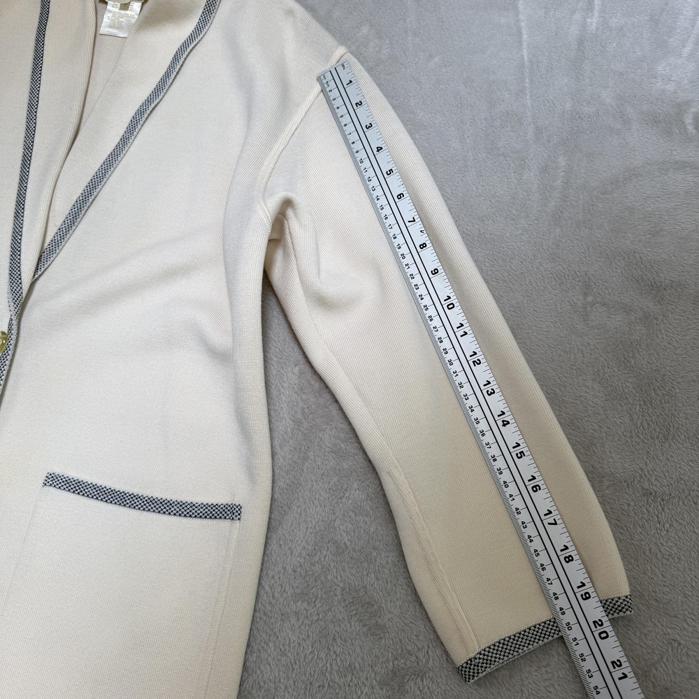 Vtg Escada Cardigan Sweater Women 36 US Small White Contrast Trim Wool Old Money - Picture 13 of 15